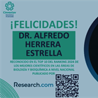 Dr. Alfredo Herrera entre los 10 mejores científicos